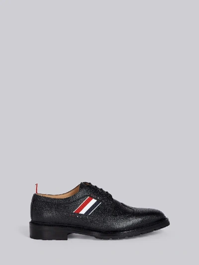 Thom Browne Tricolor Webbing Classic Longwing Brogue In Black
