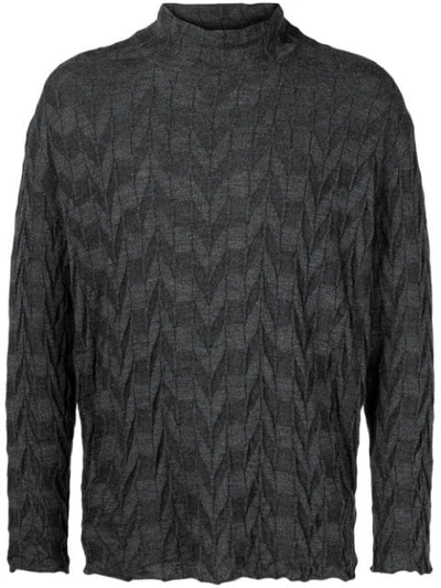 Pre-owned Issey Miyake 2000s Zigzag Pattern Jumper In Grey