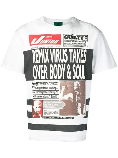 Pre-owned Jean Paul Gaultier Vintage Newspaper Print T-shirt In White