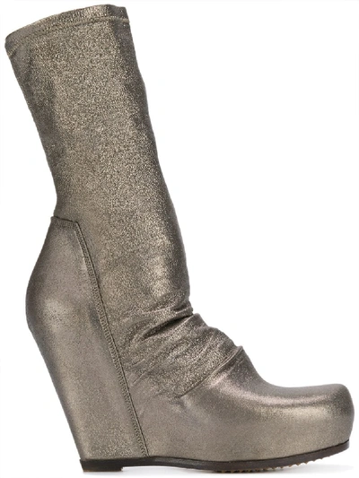 Rick Owens Platform Metallic Sock Boots - Gold