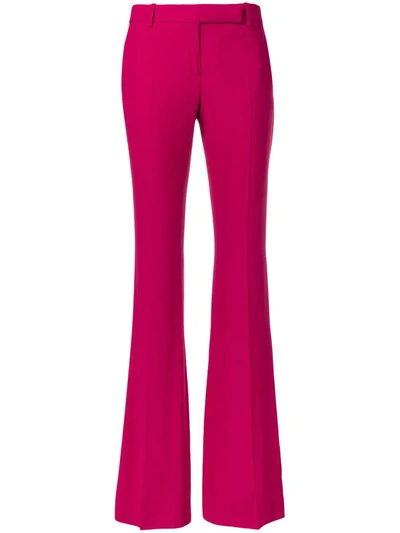 Alexander Mcqueen Flared Crêpe Pants In Pink