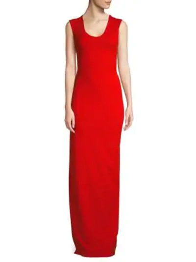 Solace London Mille Crepe Knit Column Gown In Red