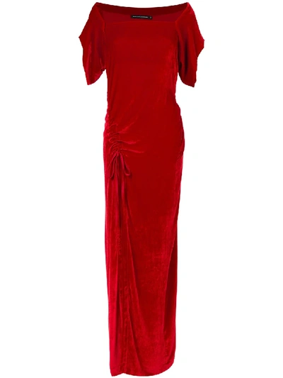 Reinaldo Lourenço Lace Up Detail Velvet Gown - Red