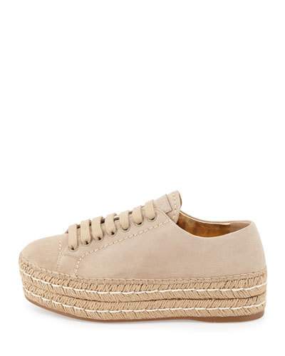 Prada Suede Platform Espadrille Sneaker In Quarzo | ModeSens