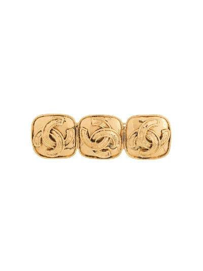 Pre-owned Chanel Vintage  Vintage Cc Logos Brooch Pin Corsage - Gold