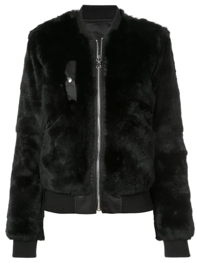 Barbara Bui Fox Fur Bomber Jacket In Black