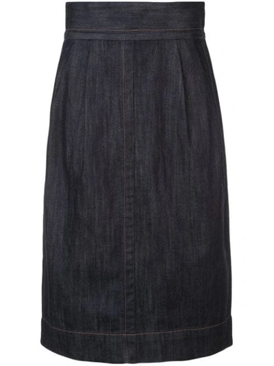 Marc Jacobs Denim Straight Skirt In Blue