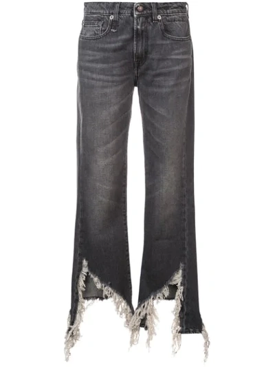 R13 Distressed Bootcut Jeans In Black