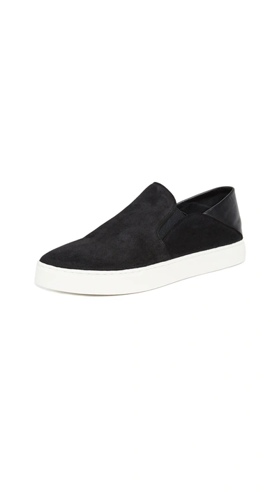 Vince Garvey Suede And Leather Collapsible-heel Sneakers In Black