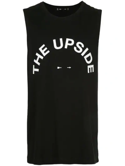 The Upside Big Logo Crew-neck Cotton Tank Top In Black