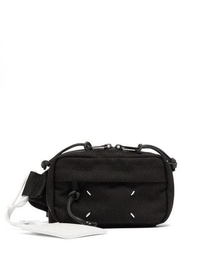 Maison Margiela Nylon Belt Bag With Leather Details In Nero