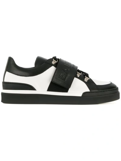 Balmain Men's Tricolor Low-top Leather Sneakers In White