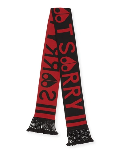 Moose Knuckles Sorry Not Sorry Scarf W/ Braids In Black/red