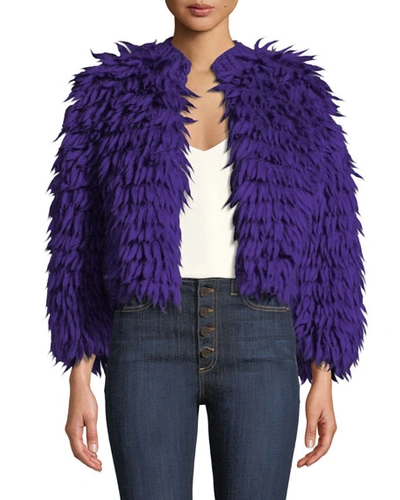 Diane Von Furstenberg Silvia Open-front Wool Coat In Purple