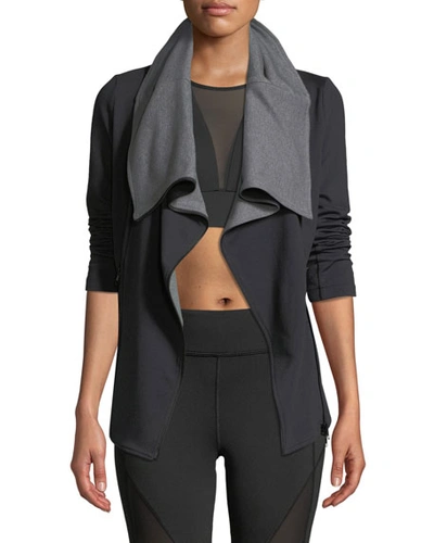 Michi Lotus Zip-front Active Jacket In Black/gray