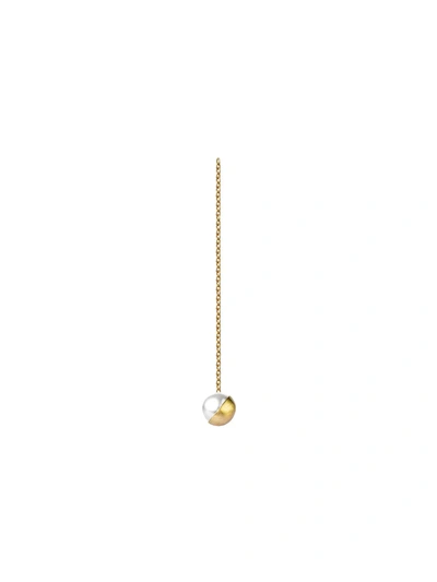 Shihara Half Pearl Chain Earring 135° In Metallic