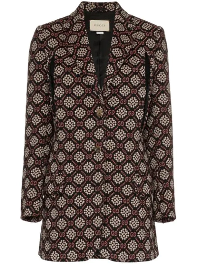 Gucci Gg Net Single-breasted Cape Jacket In Multicolor Gg Diamond Wool