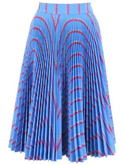 Calvin Klein Printed Midi Skirt In Bleuet Red White Black (blue)