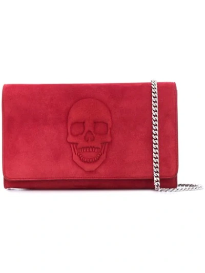 Philipp Plein Skull Motif Clutch In Red