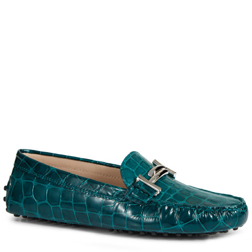 Tod's Gommino Driving Shoes In Croc-embossed Patent Leather | ModeSens