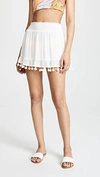 Ramy Brook Stevie Mini Skirt With Pom-pom Trim In White