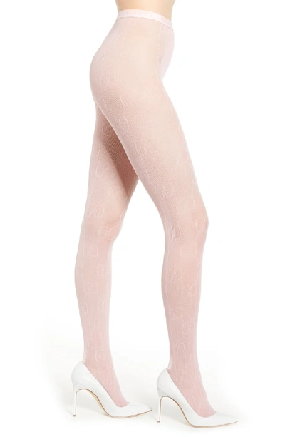 Gucci Gg Supreme Knit Tights In Pink