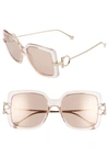 Ferragamo Gancio Rectangle Plastic & Metal Sunglasses In Nude