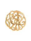 Pre-owned Chanel Cc Logos Brooch Pin In Gold