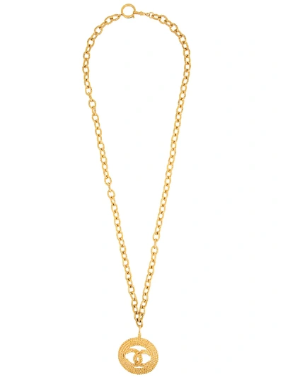 Pre-owned Chanel Vintage  Medallion Gold Chain Pendant Necklace