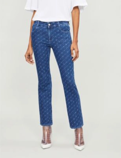 Stella Mccartney Logo-print Straight Mid-rise Jeans In Dark Classic Blue