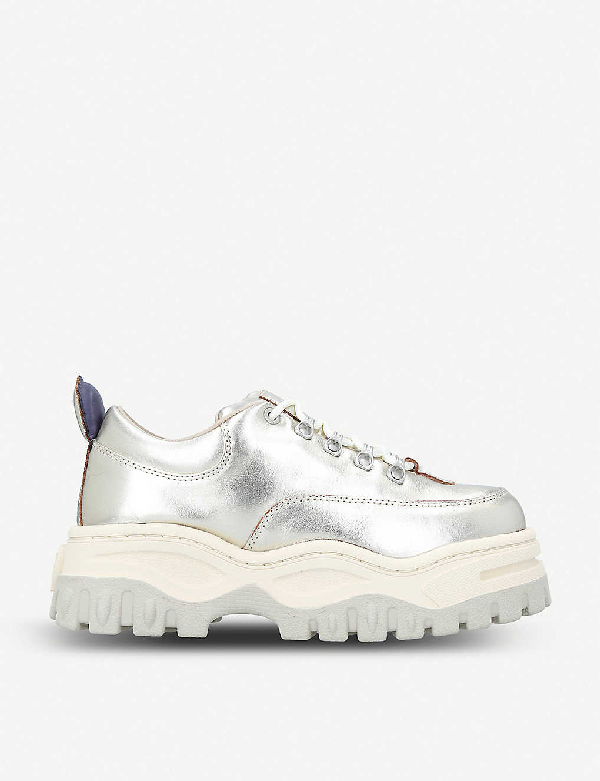 Eytys Angel Metallic Leather Trainers In Champagne | ModeSens