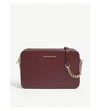 Michael Michael Kors Jet Set Leather Cross-body Bag In Oxblood