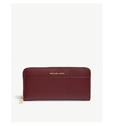 Michael Michael Kors Jet Set Leather Continental Wallet In Oxblood