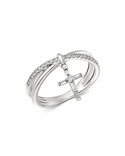 Bloomingdale's Diamond Cross Charm Ring In 14k White Gold, 0.20 Ct. T.w. - 100% Exclusive
