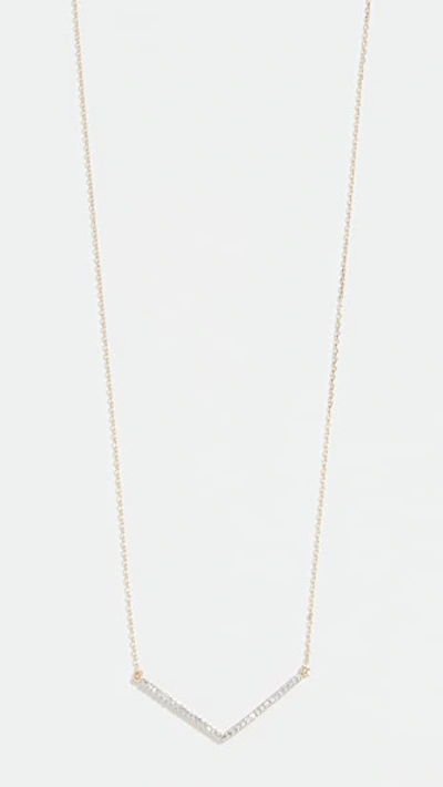Adina Reyter 14k Yellow Gold Large Pave Diamond V Necklace, 16 In White/gold
