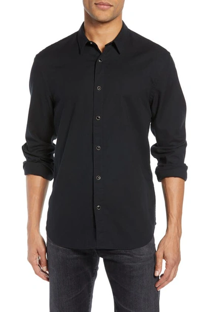John Varvatos Star Usa Clean Snap-front Regular Fit Oxford Shirt In Black