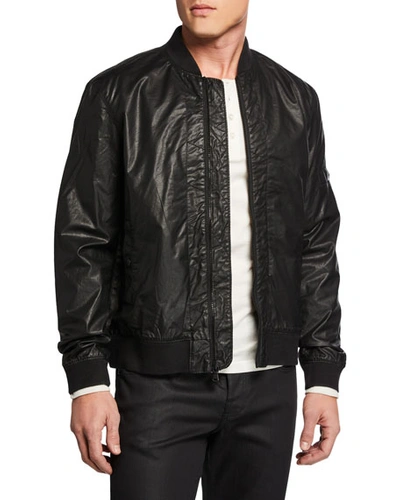 John Varvatos Men's Zigzag Coated Twill Bomber Jacket In Black