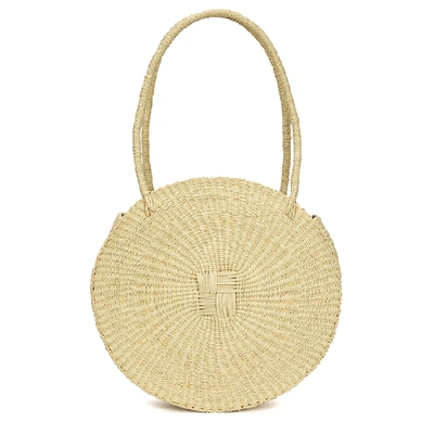 Sensi Studio Circle Cream Straw Tote Bag In Beige