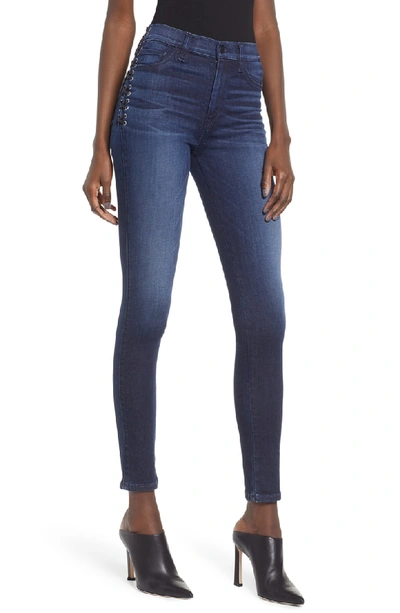 Hudson Barbara High-rise Ankle Skinny Lace-up Jeans In Moonlight In Moon Light
