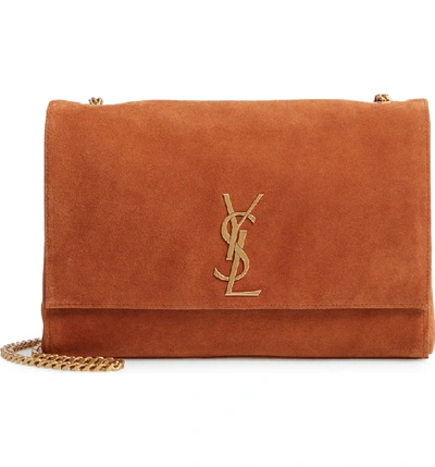 Saint Laurent Kate Reversible Leather Shoulder Bag In Fauve/ Fauve