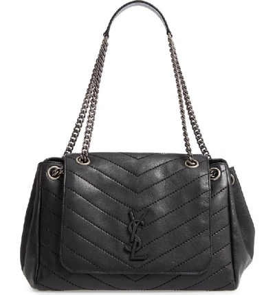 Saint Laurent Nolita Large Leather Shoulder Bag - Black In Noir