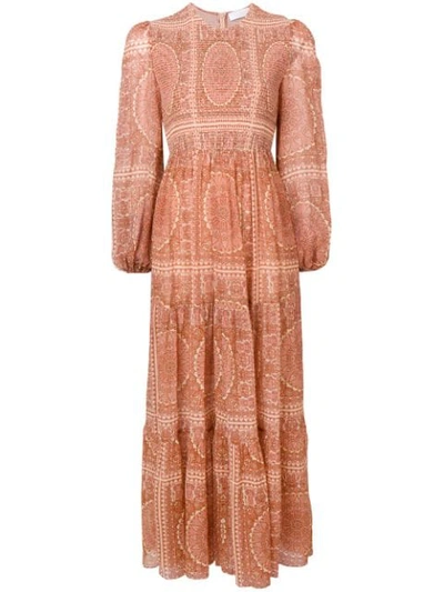 Zimmermann Primrose Shirred Printed Cotton And Silk-blend Maxi Dress In Paisley