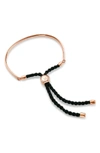 Monica Vinader Engravable 'fiji' Friendship Bracelet In Rose Gold/ Black