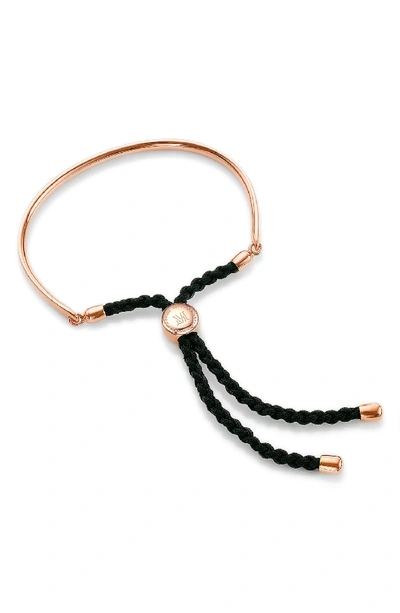 Monica Vinader Engravable 'fiji' Friendship Bracelet In Rose Gold/ Black