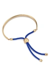 Monica Vinader Engravable 'fiji' Friendship Bracelet In Gold/ Majorelle Blue
