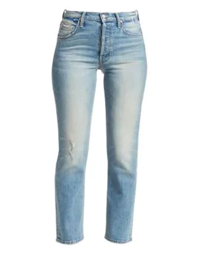 Mother Tomcat Straight Cropped Jeans In Gospel Grace