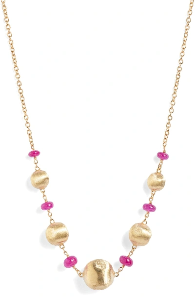 Marco Bicego Africa Semiprecious Stone Necklace In Ruby/ Yellow Gold