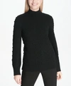 Calvin Klein Popcorn-knit Mock Turtleneck Sweater In Black