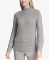 Calvin Klein Popcorn-knit Mock Turtleneck Sweater In Heather Granite