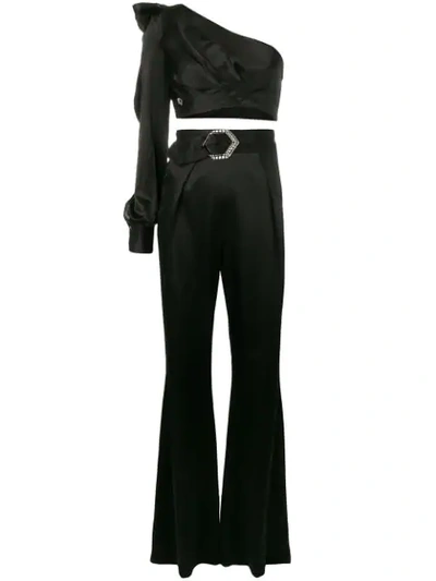 Philipp Plein One Shoulder Jumpsuit In Black